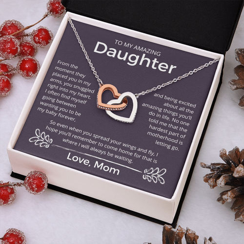 You Snuggled Right Into My Heart - Interlocking Hearts Necklace For Daughter