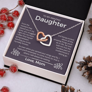 You Snuggled Right Into My Heart - Interlocking Hearts Necklace For Daughter