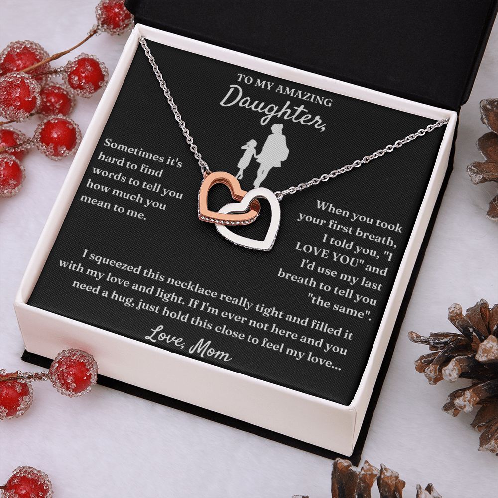 Hard To Find Words - Interlocking Hearts Necklace For Daughter