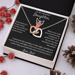 How Much You Mean To Me - Interlocking Hearts Necklace For Daughter