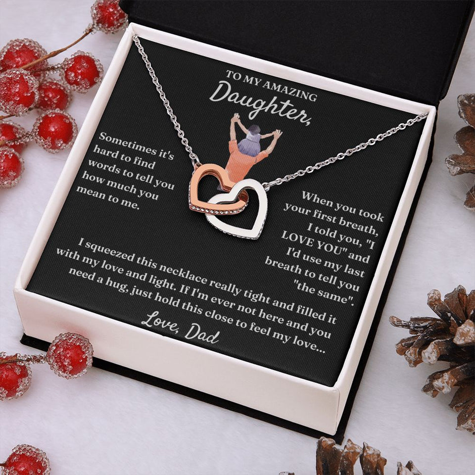 How Much You Mean To Me - Interlocking Hearts Necklace For Daughter