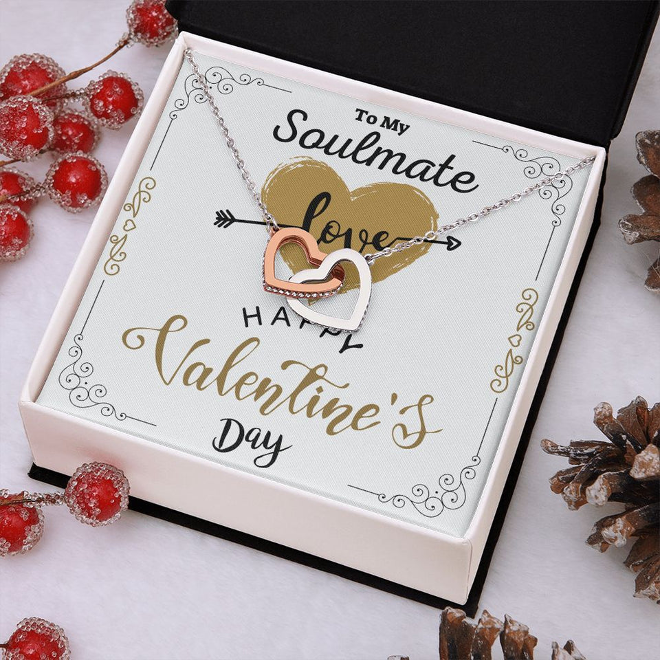 To Your Soulmate Interlocking Hearts Necklace Gift For Happy Valentine's Day