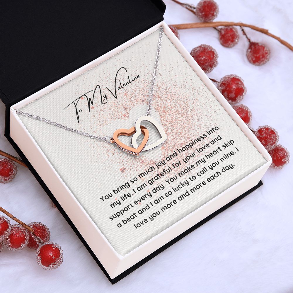 To My Valentine Interlocking Hearts Pendant Necklace Gift For Mom, necklace For Wife, Gift For Mother's Day