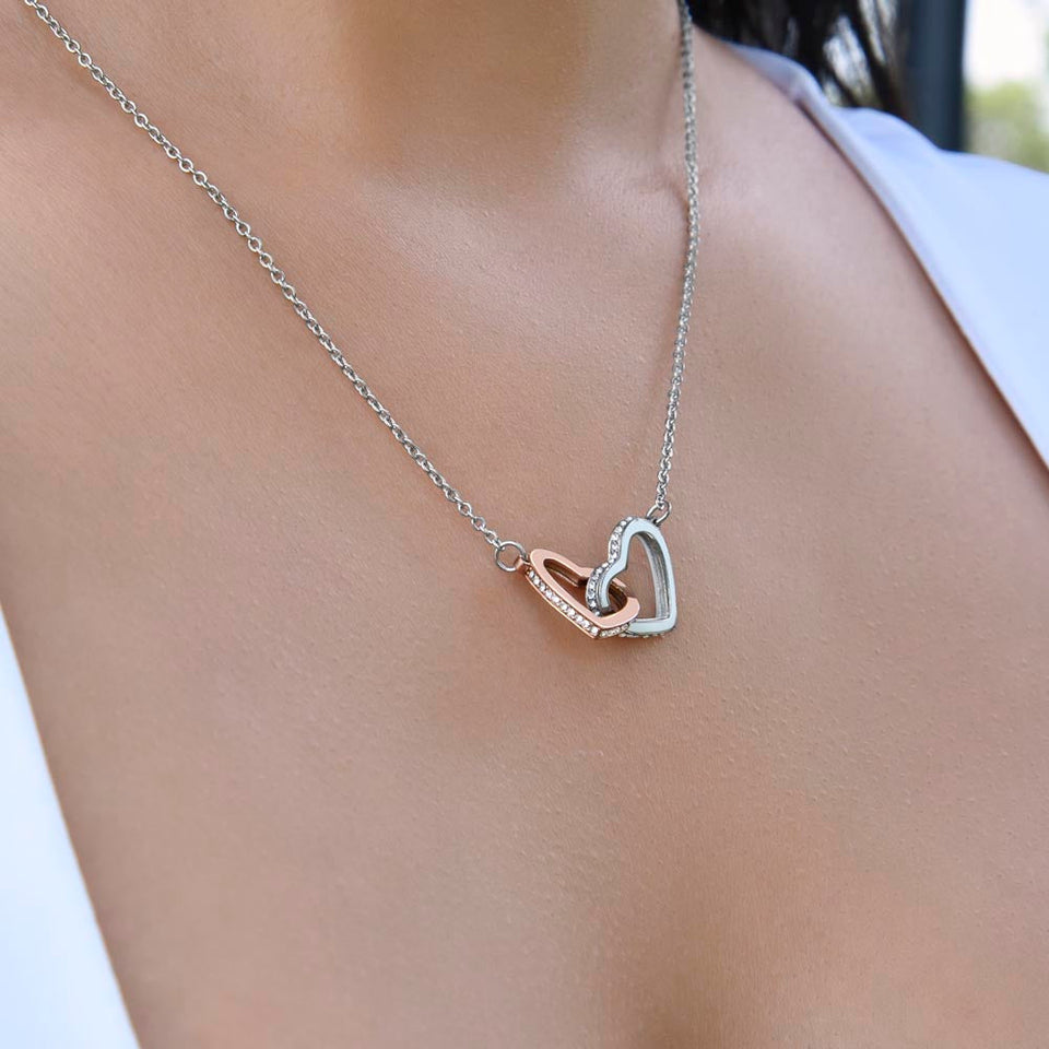 Soulmate The Journey Takes Us, Interlocking Hearts Necklace, Romantic Gift For Her