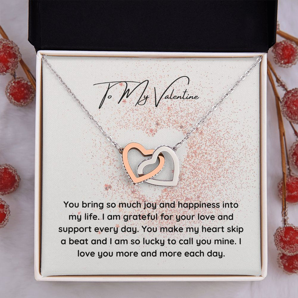 To My Valentine Interlocking Hearts Pendant Necklace Gift For Mom, necklace For Wife, Gift For Mother's Day