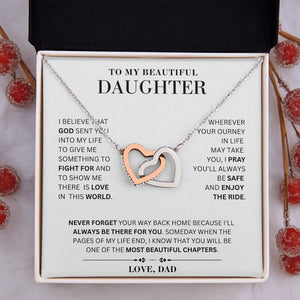 My Beautiful Daughter Necklace - Enjoy the Life - Interlocking Hearts Necklace