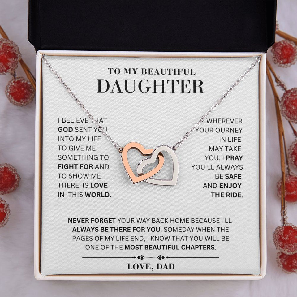 My Beautiful Daughter Necklace - Enjoy the Life - Interlocking Hearts Necklace