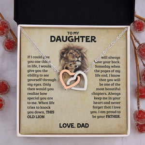 To My Daughter | This Old Lion | Interlocking Hearts Necklace | Father to Daughter Gift