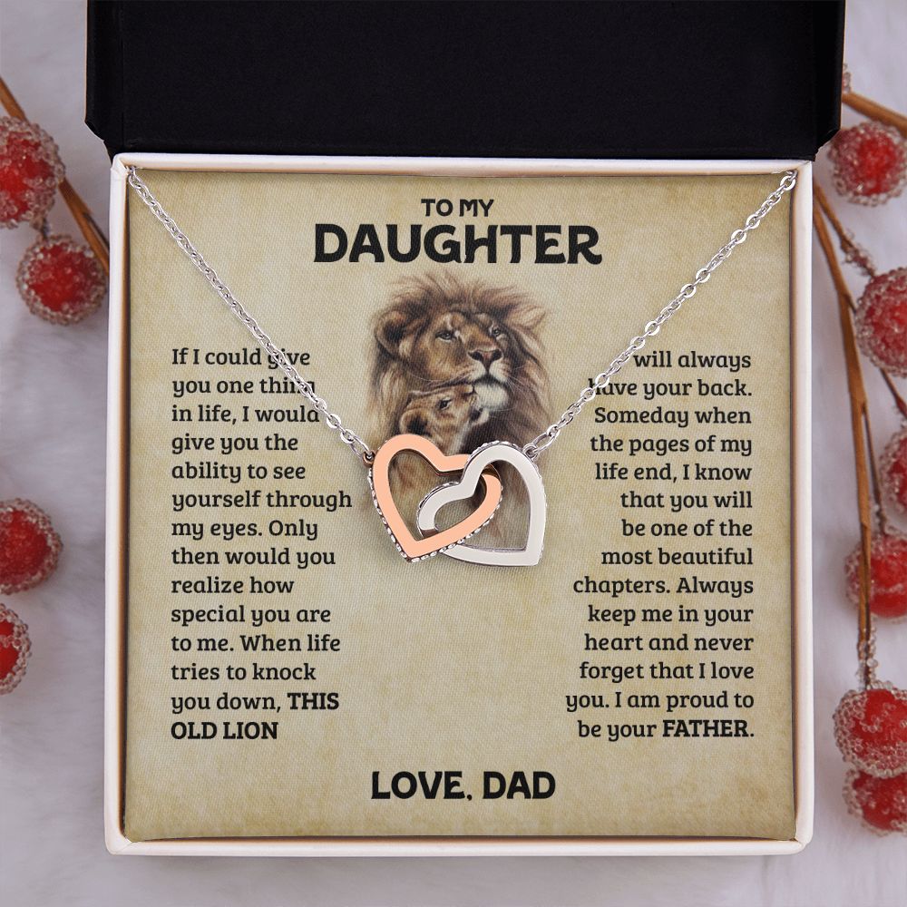 To My Daughter | This Old Lion | Interlocking Hearts Necklace | Father to Daughter Gift