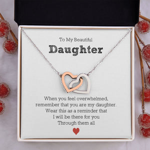 To My Beautiful Daughter - Interlocking Hearts Necklace For Daughter