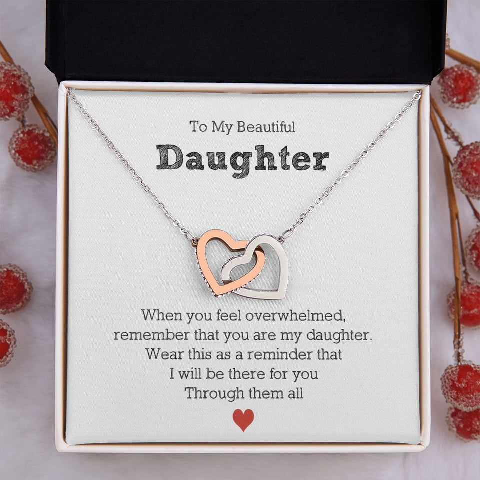 To My Beautiful Daughter - Interlocking Hearts Necklace For Daughter