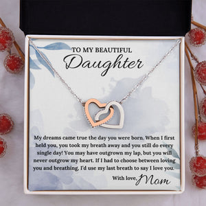 You'll Never Outgrow My Heart - Interlocking Hearts Necklace For Daughter