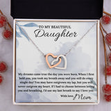 You'll Never Outgrow My Heart - Interlocking Hearts Necklace For Daughter