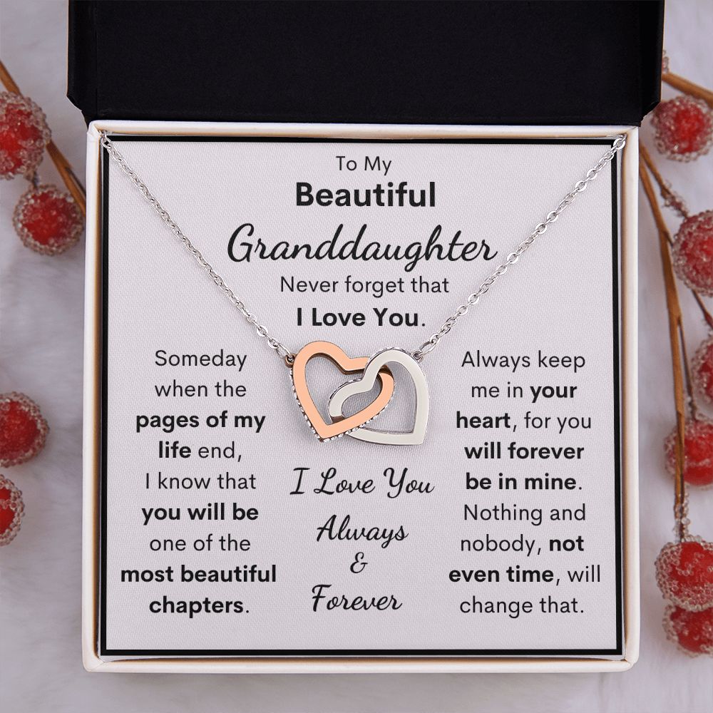To My Beautiful Granddaughter Necklace, Someday When The Pages Of My Life End, Interlocking Hearts Necklace, Necklace for Granddaughter