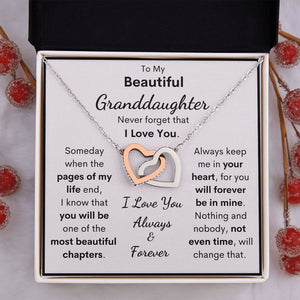 To My Beautiful Granddaughter Necklace, Someday When The Pages Of My Life End, Interlocking Hearts Necklace, Necklace for Granddaughter