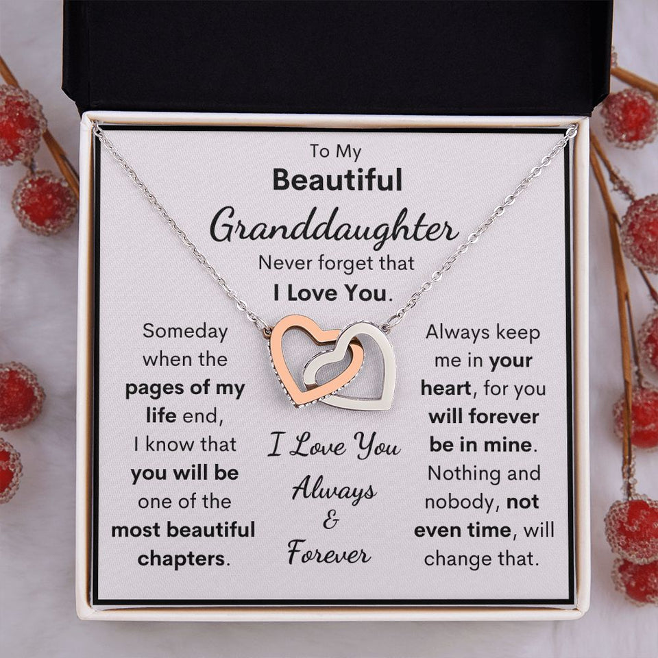 To My Beautiful Granddaughter Necklace, Someday When The Pages Of My Life End, Interlocking Hearts Necklace, Necklace for Granddaughter