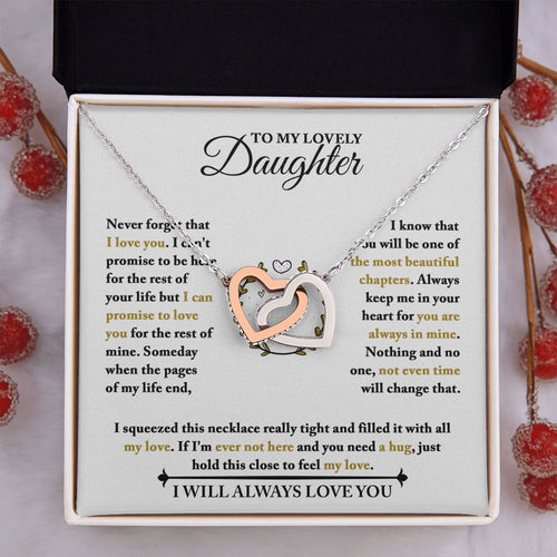 Daughter Necklace - Feel My Love - Interlocking Hearts Necklace