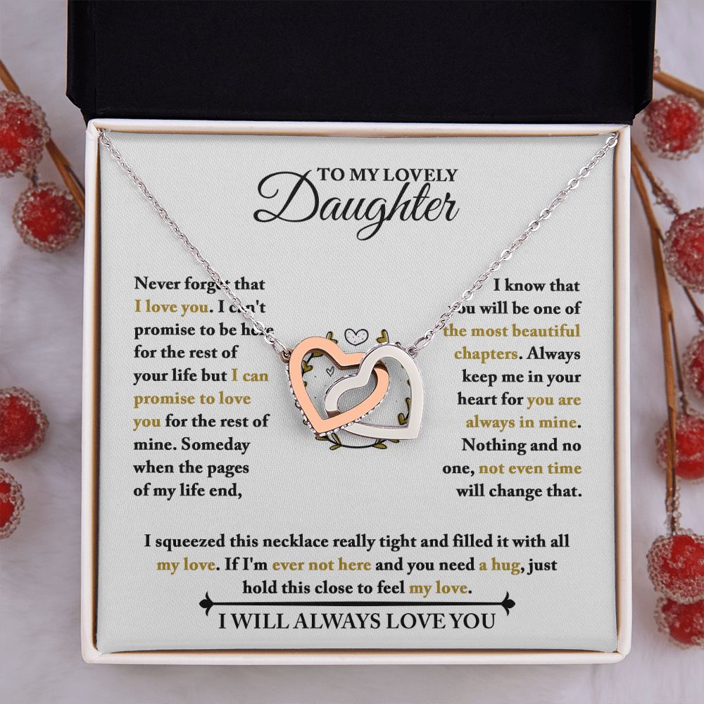 Daughter Necklace - Feel My Love - Interlocking Hearts Necklace