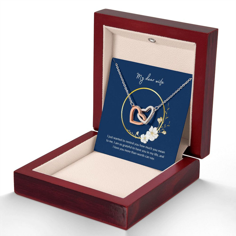 Wife - I Love You More Than Words Can Say - Interlocking Hearts Necklace