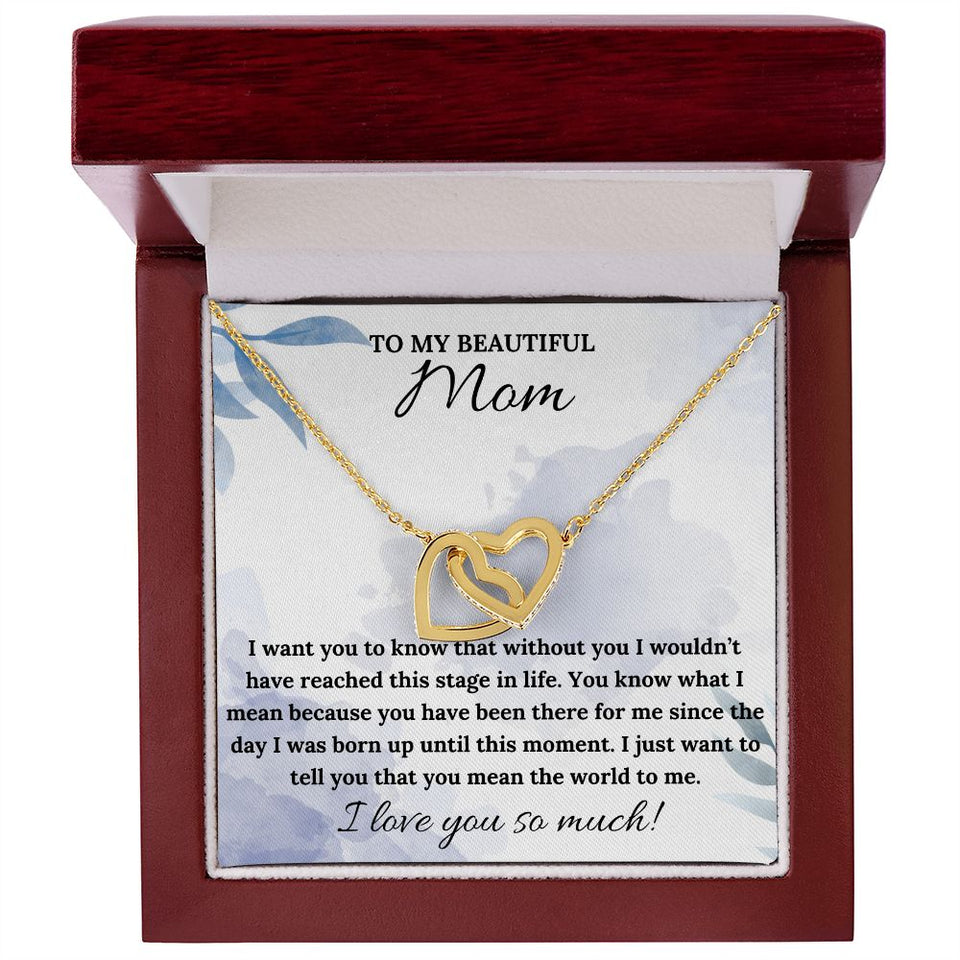 You Mean The World To Me - Interlocking Hearts Necklace For Mom