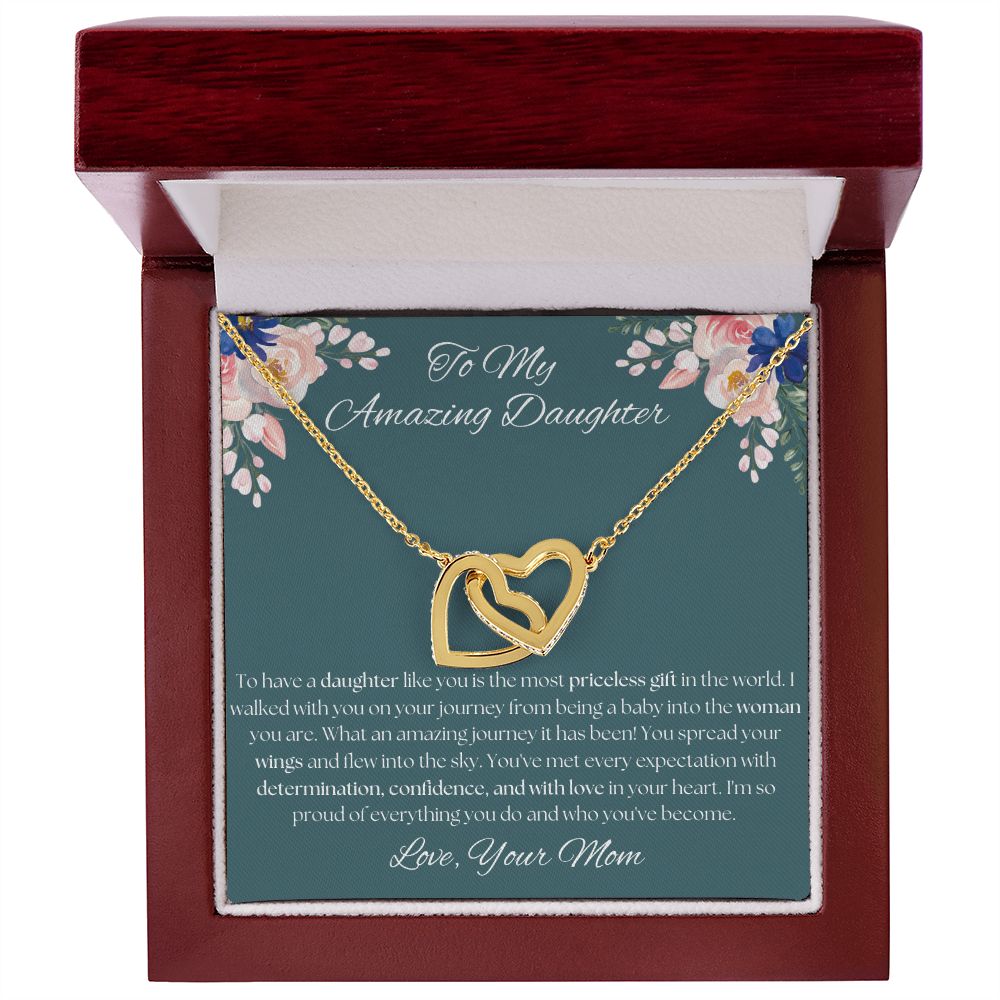 To My Amazing Daughter - From Mom - Interlocking Hearts Necklace Gift For Mom, necklace For Wife, Gift For Mother's Day
