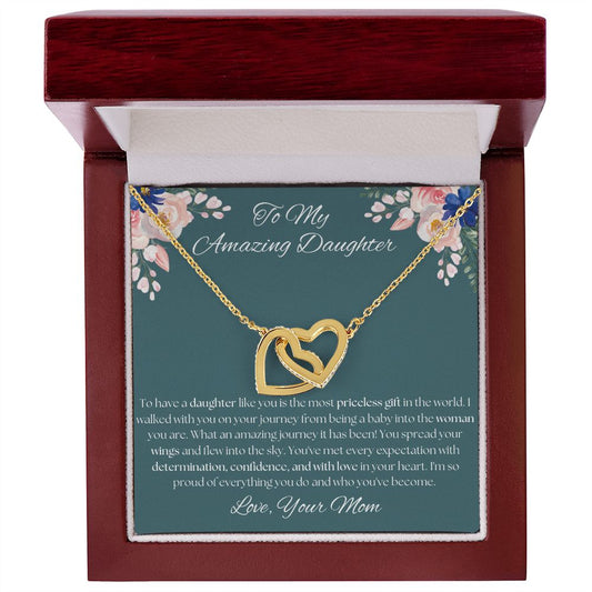To My Amazing Daughter - From Mom - Interlocking Hearts Necklace Gift For Mom, necklace For Wife, Gift For Mother's Day