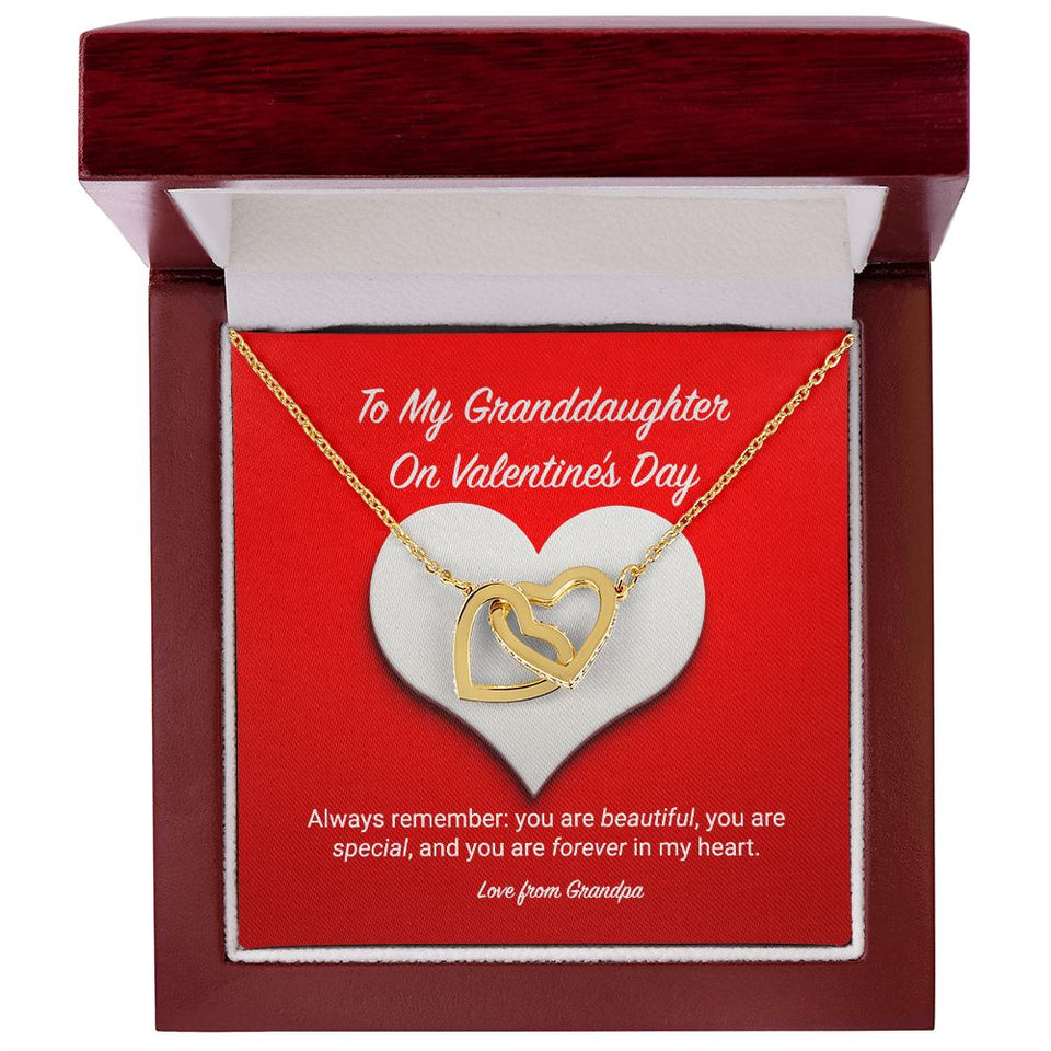 To My Granddaughter from Grandpa Valentine's Day Interlocking Hearts Necklace