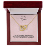 To My Niece Joy and Success Interlocking Hearts Necklace