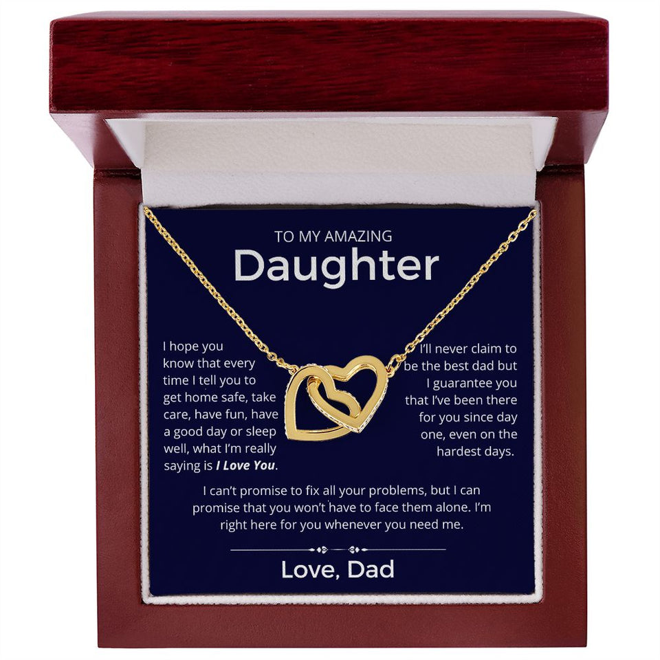 Even On The Hardest Days - Interlocking Hearts Necklace For Daughter