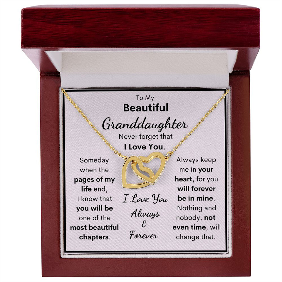 To My Beautiful Granddaughter Necklace, Someday When The Pages Of My Life End, Interlocking Hearts Necklace, Necklace for Granddaughter
