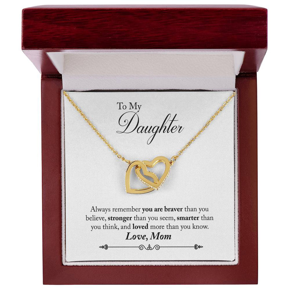 Daughter Always Remember Interlocking Hearts Necklace