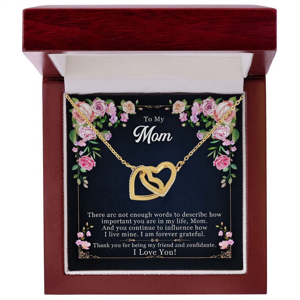 To My Mom necklace, Forever Grateful to Mom | Interlocking Hearts Necklace