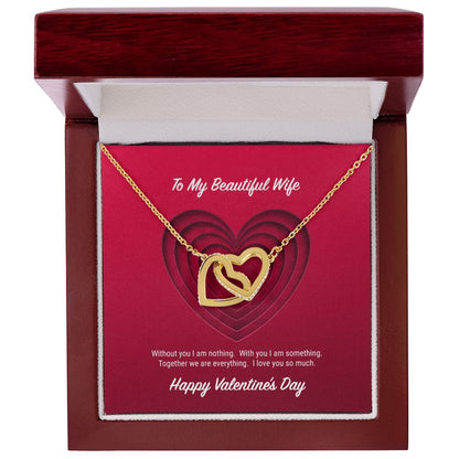 To My Beautiful Wife Valentine's Day Interlocking Hearts Necklace