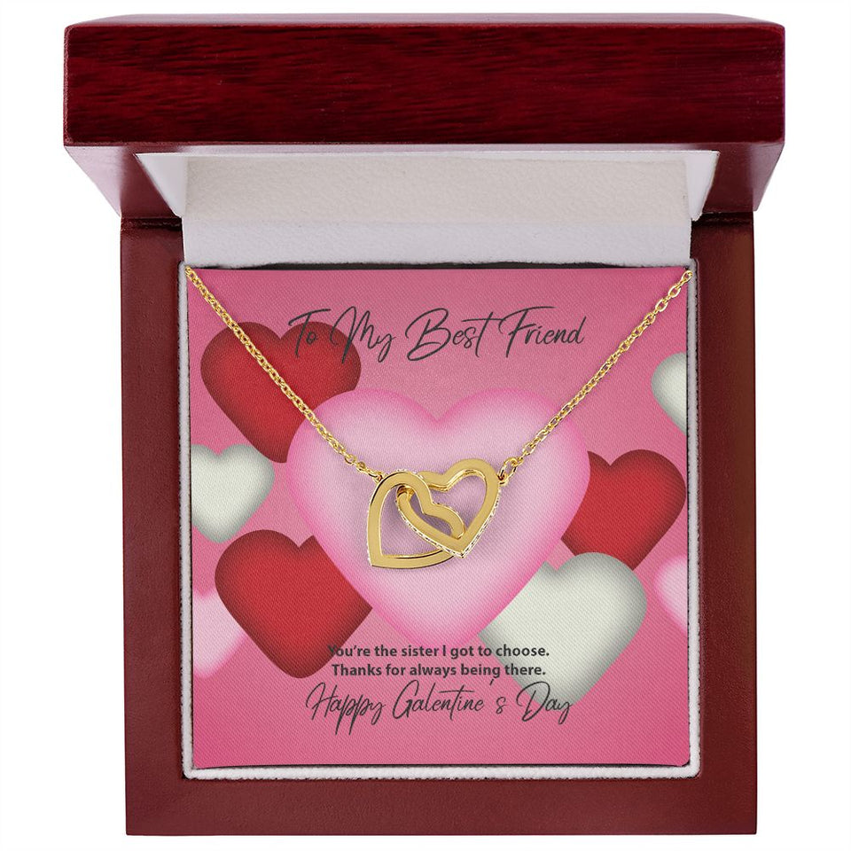 To My Best Friend Galentine's Day Interlocking Hearts Necklace