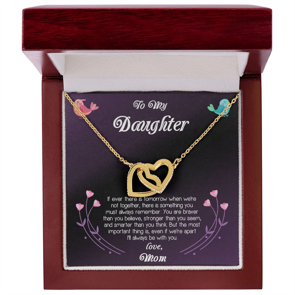 To My Daughter Love Mom Interlocking Hearts Necklace