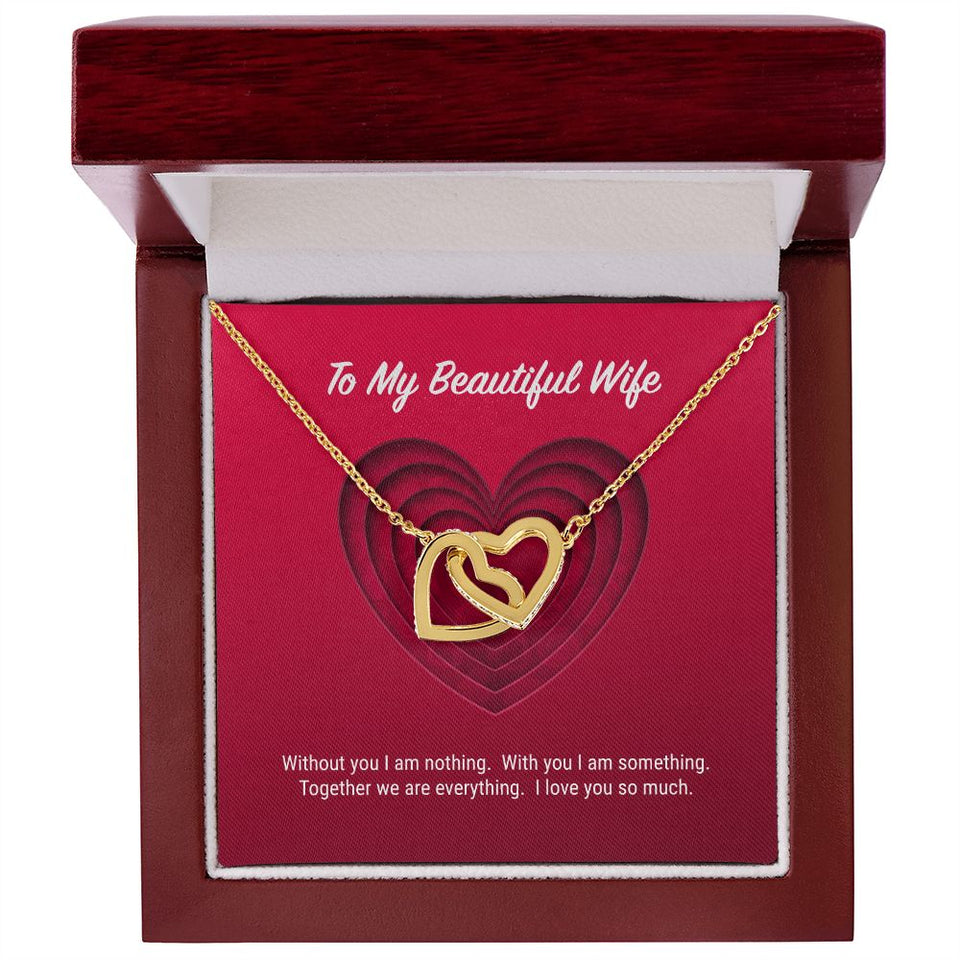 To My Beautiful Wife Interlocking Hearts Necklace