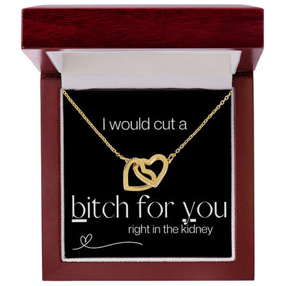 I Would Cut - Interlocking Hearts Necklace - Black Gift For Mom, necklace For Wife, Gift For Mother's Day