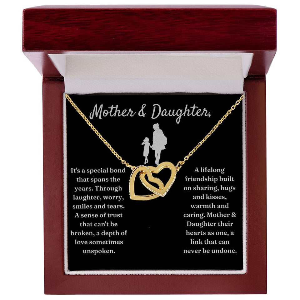 Special Bond That Spans The Years - Interlocking Hearts Necklace For Daughter