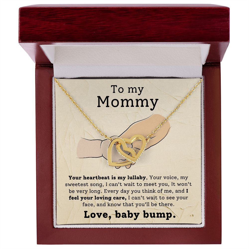To My Mommy - Your Heartbeat Is My Lullaby Interlocking Hearts Necklace