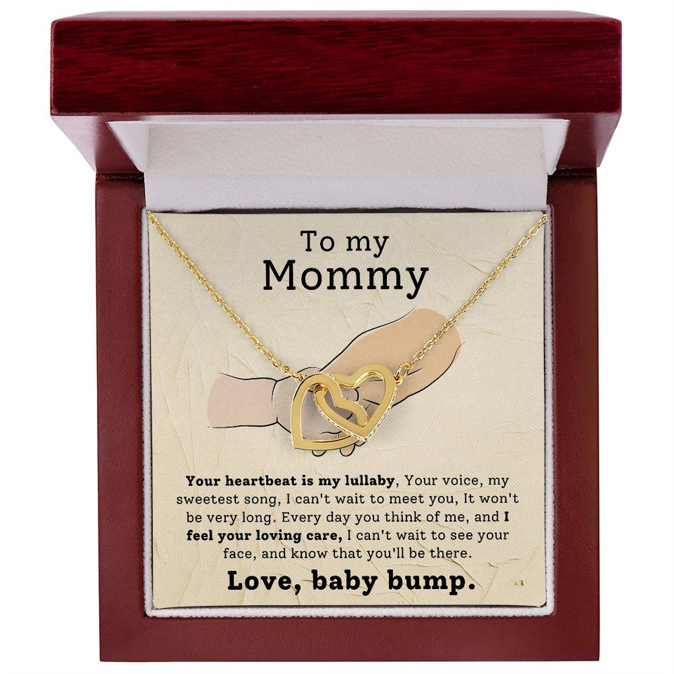 To My Mommy - Your Heartbeat Is My Lullaby Interlocking Hearts Necklace