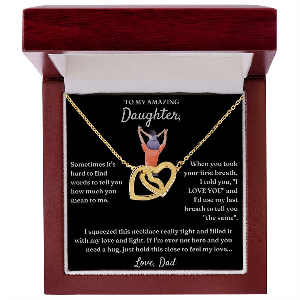 How Much You Mean To Me - Interlocking Hearts Necklace For Daughter