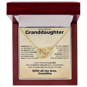 Necklace for Granddaughter - Heart Holds You, With all my love, Grandma - Gift for Granddaughter, Interlocking Hearts Necklace