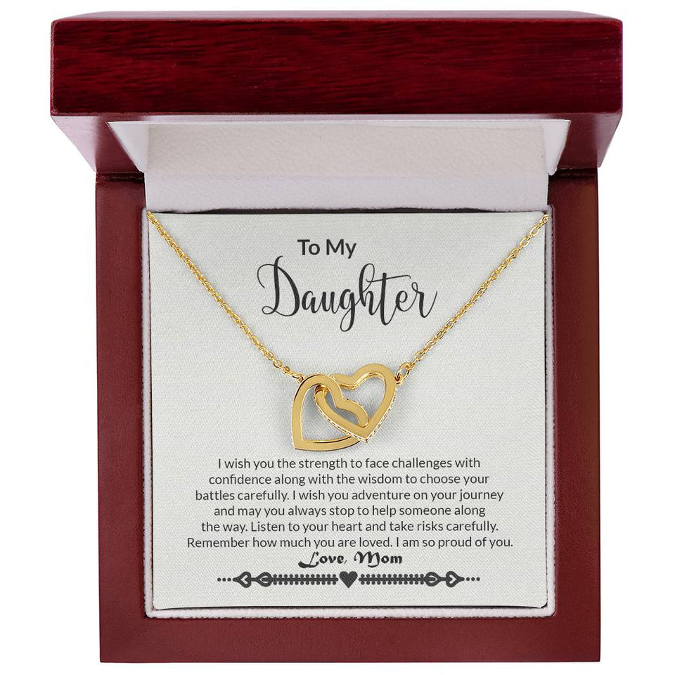Daughter Strength Interlocking Hearts Necklace
