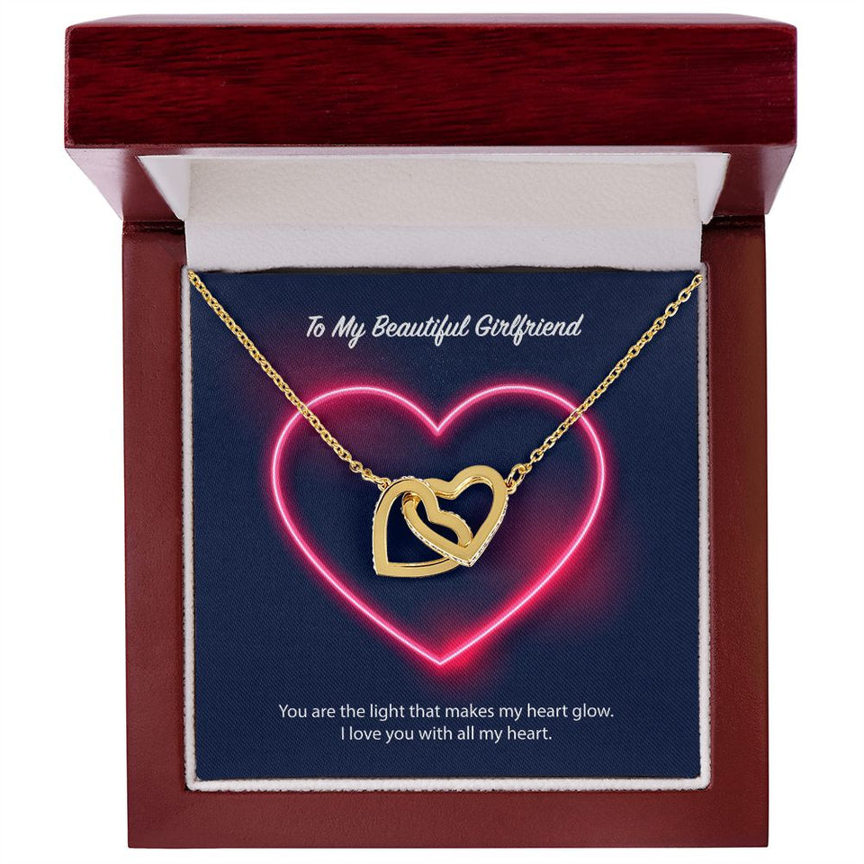 To My Beautiful Girlfriend Interlocking Hearts Necklace