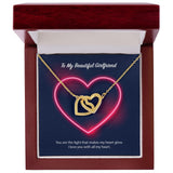 To My Beautiful Girlfriend Interlocking Hearts Necklace