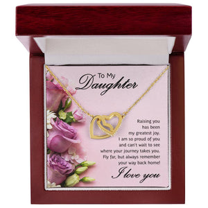 Daughter Proud Interlocking Hearts Necklace
