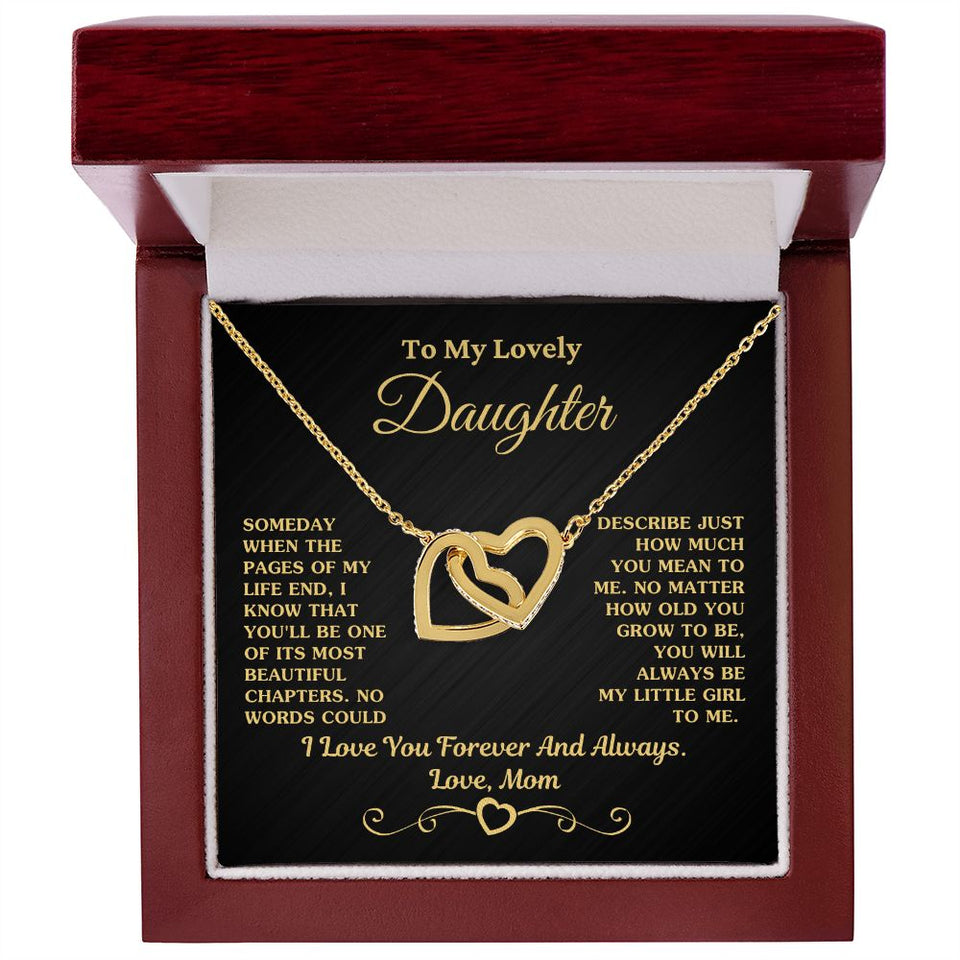 Gift For Daughter Necklace From Mom -  My Little Girl To Me Love, Mom Necklace, Interlocking Hearts Necklace
