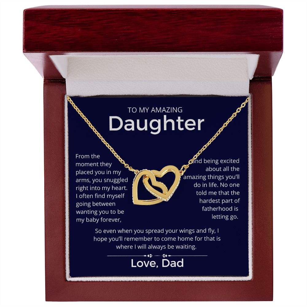 I Will Always Be Waiting - Interlocking Hearts Necklace For Daughter