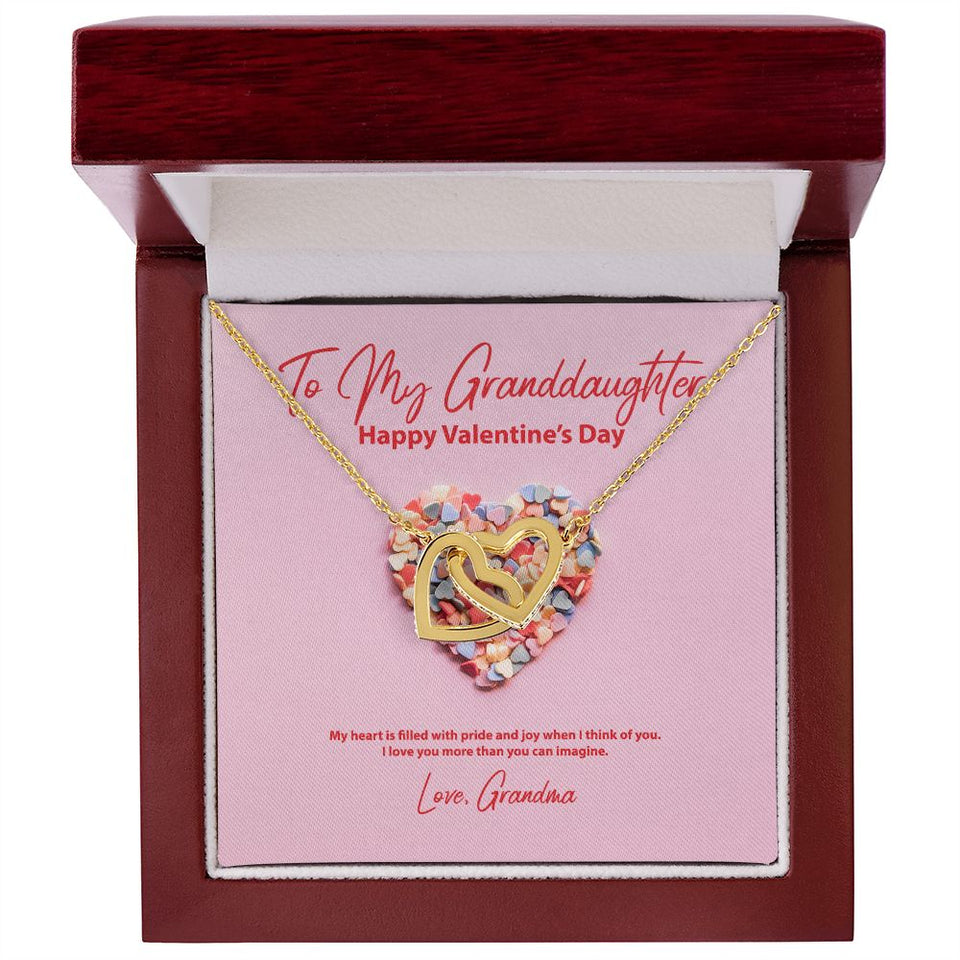 To My Granddaughter from Grandma Valentine's Day Interlocking Hearts Necklace