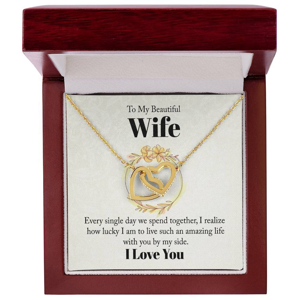 Beautiful Wife Interlocking Hearts Necklace